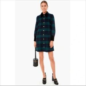 Tuckernuck Teal and Black Checkered Long Sleeve Dress